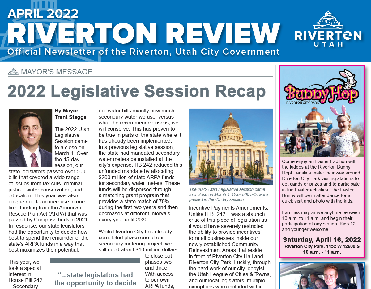 Riverton Review Print Newsletter - April 2022