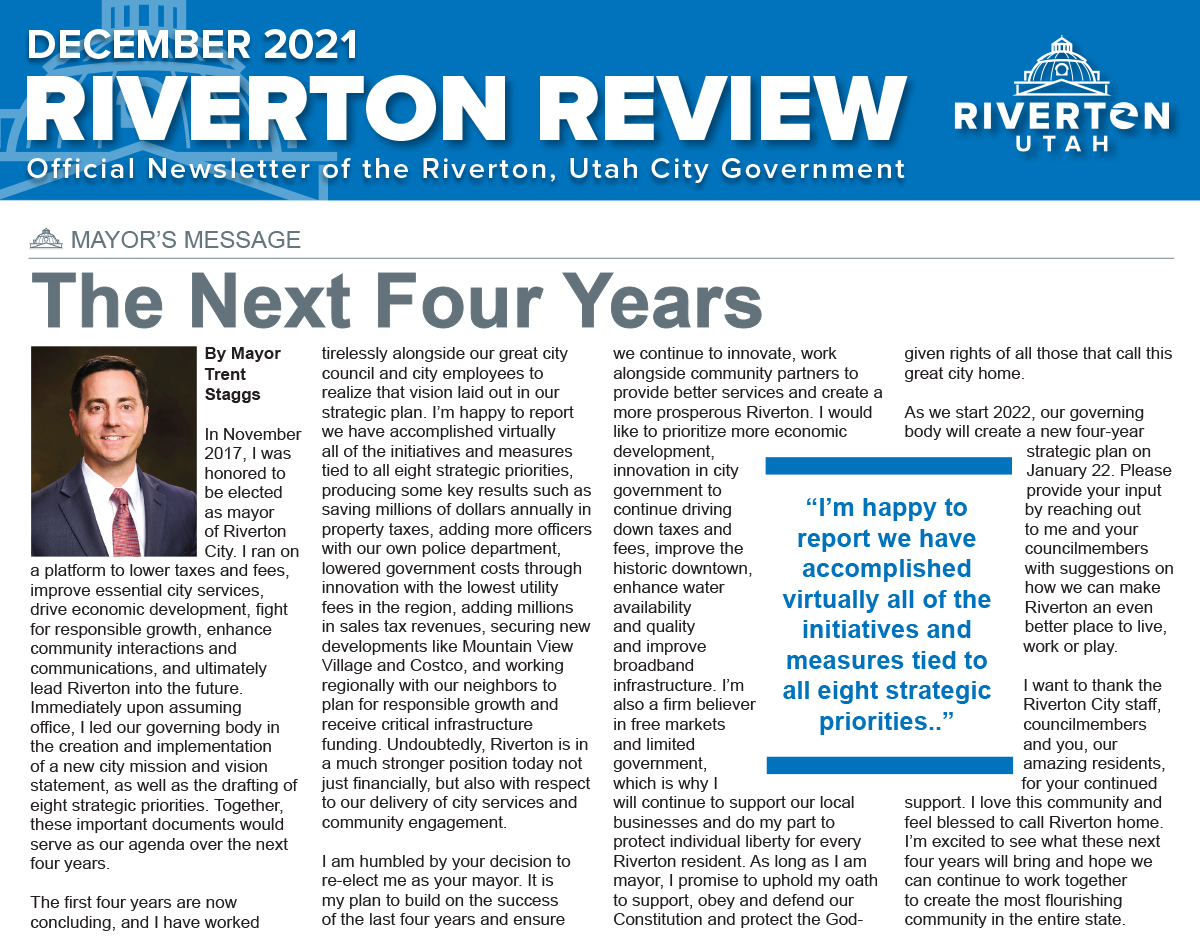 Riverton Review Print Newsletter - December 2021