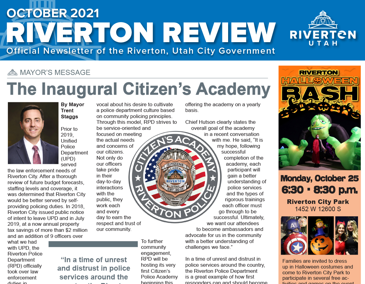 Riverton Review Print Newsletter - October 2021